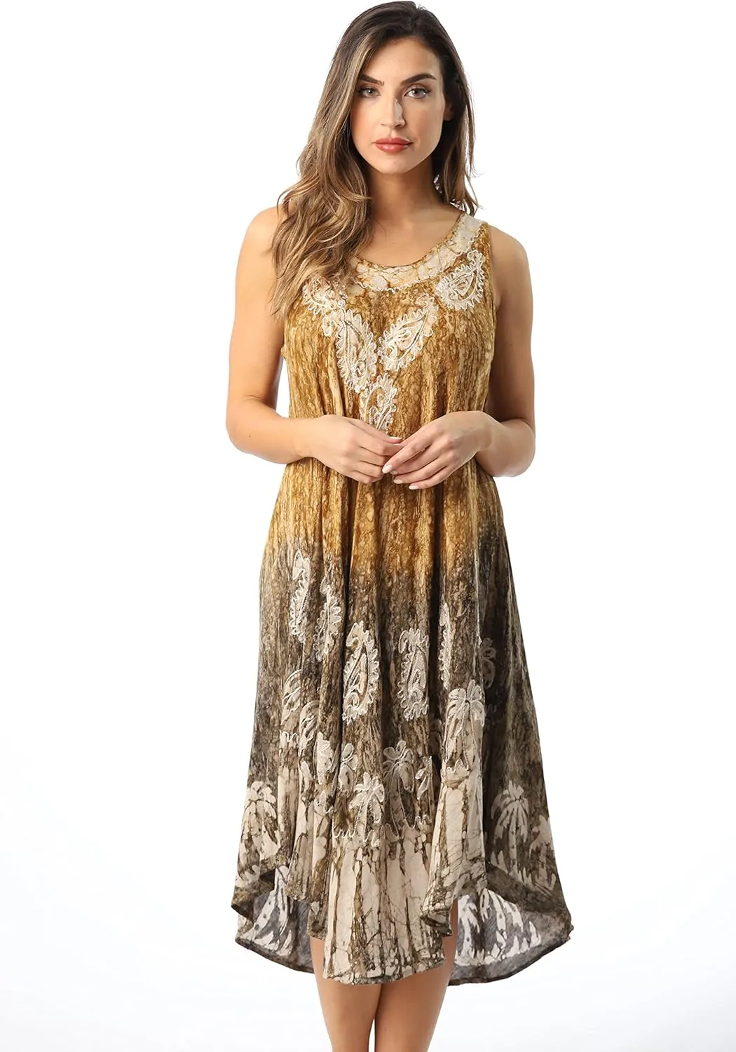 Riviera Sun Batik Marble Tie Dye Summer Dress Beach Cover up