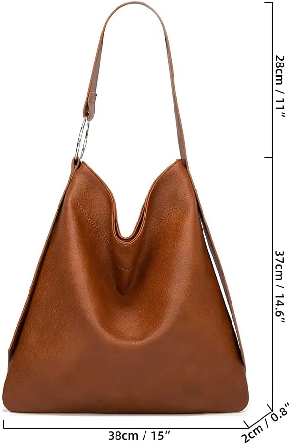 ROUROU Fashion Shoulder Bag for Women Large Capacity Handbag Top Handle Satchel PU Tote Bag Retro Purse