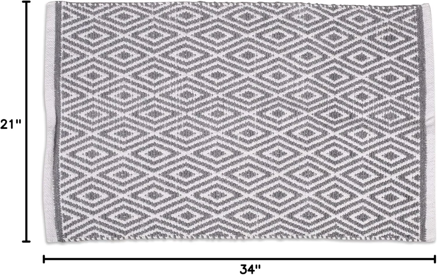 Rug Area Rugs 21x34 Inches Grey Cotton Diamond for Livingroom Bedroom Washable RagRug Reversible Farmhouse Kitchen RunnerRug Carpet Indoor Area Runner Mat for Hallway, Entryway
