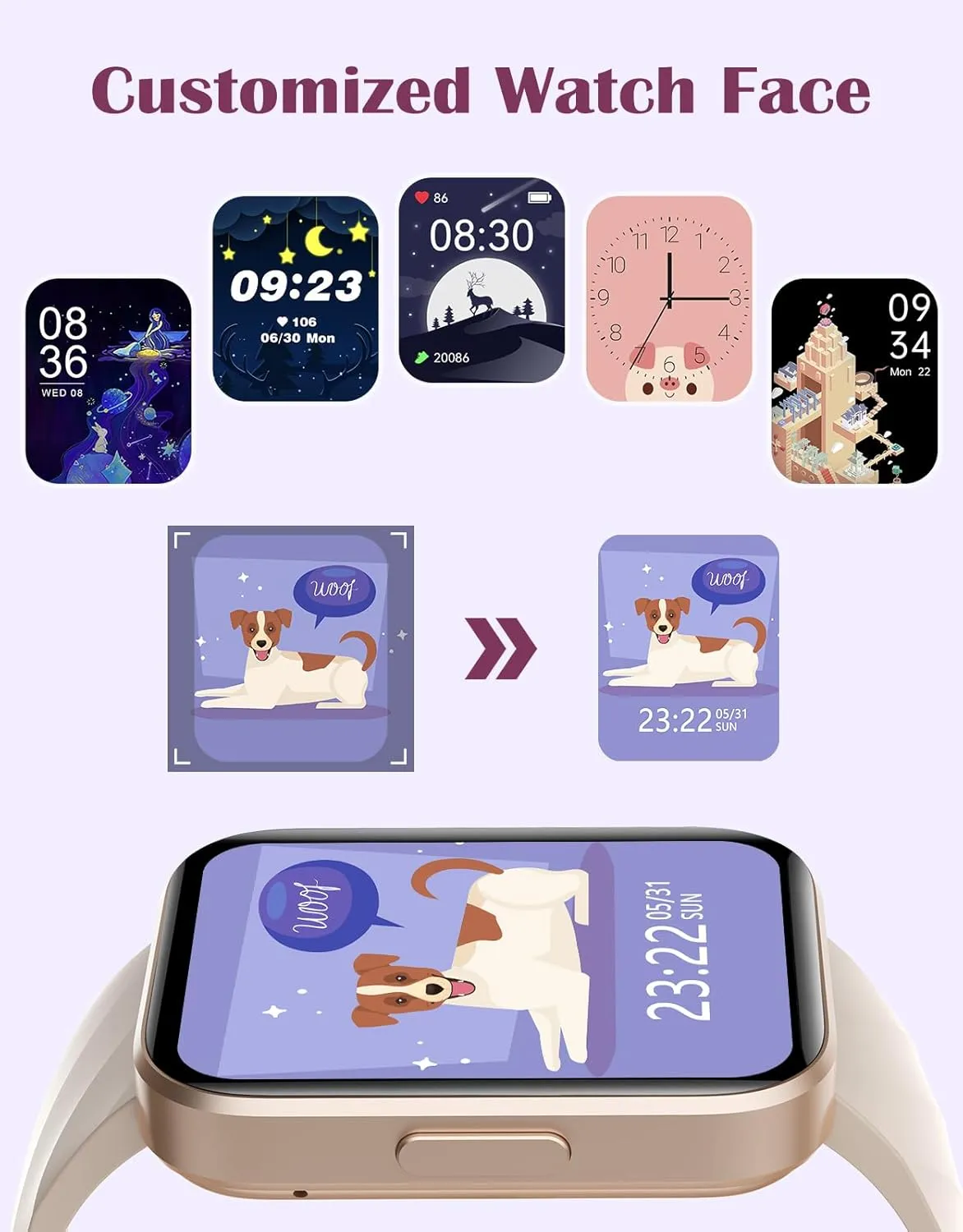 RUIMEN Smart Watches for Women Men (Answer/Make Calls) Compatible with iPhone/Android Phones, 1.85" HD Screen Fitness Tracker Heart Rate Monitor 100  Sports Tracker Watch Waterproof (Milky White)