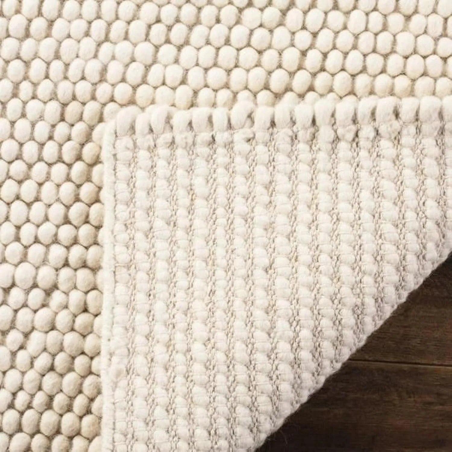 S & L Homes Wool Cotton Hand Woven Chunky Knit Popcorn Runner Rug - Ivory Contemporary Rug for Entryway Bedroom Kitchen (2.5' x 8' - Ivory)