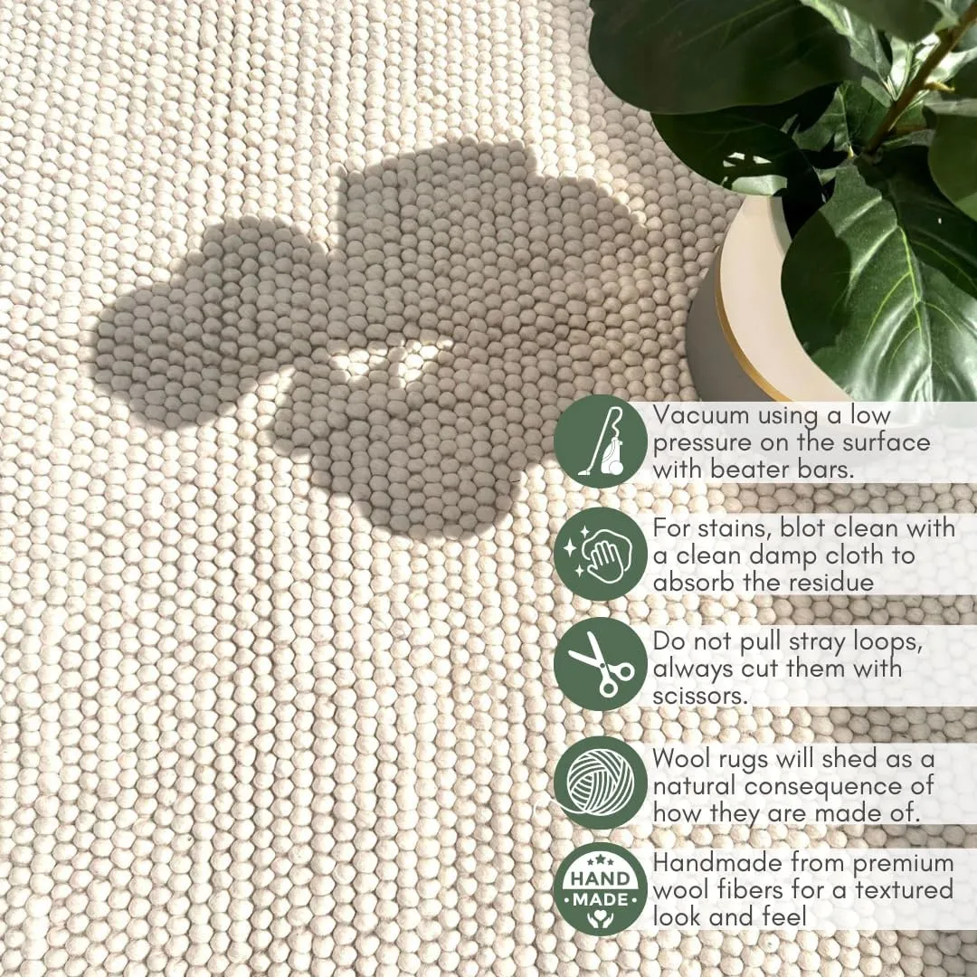 S & L Homes Wool Cotton Hand Woven Chunky Knit Popcorn Runner Rug - Ivory Contemporary Rug for Entryway Bedroom Kitchen (2.5' x 8' - Ivory)