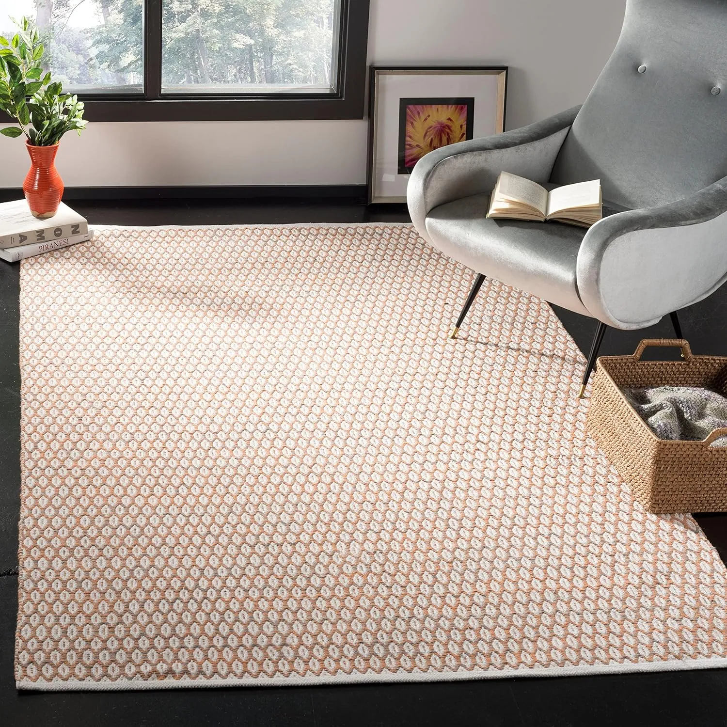 SAFAVIEH Area Rug 8x10 - Montauk Collection - Large - Black & Ivory, Handmade Cotton, Ideal for Living Room, Bedroom, Office, Dining Space (MTK608A)