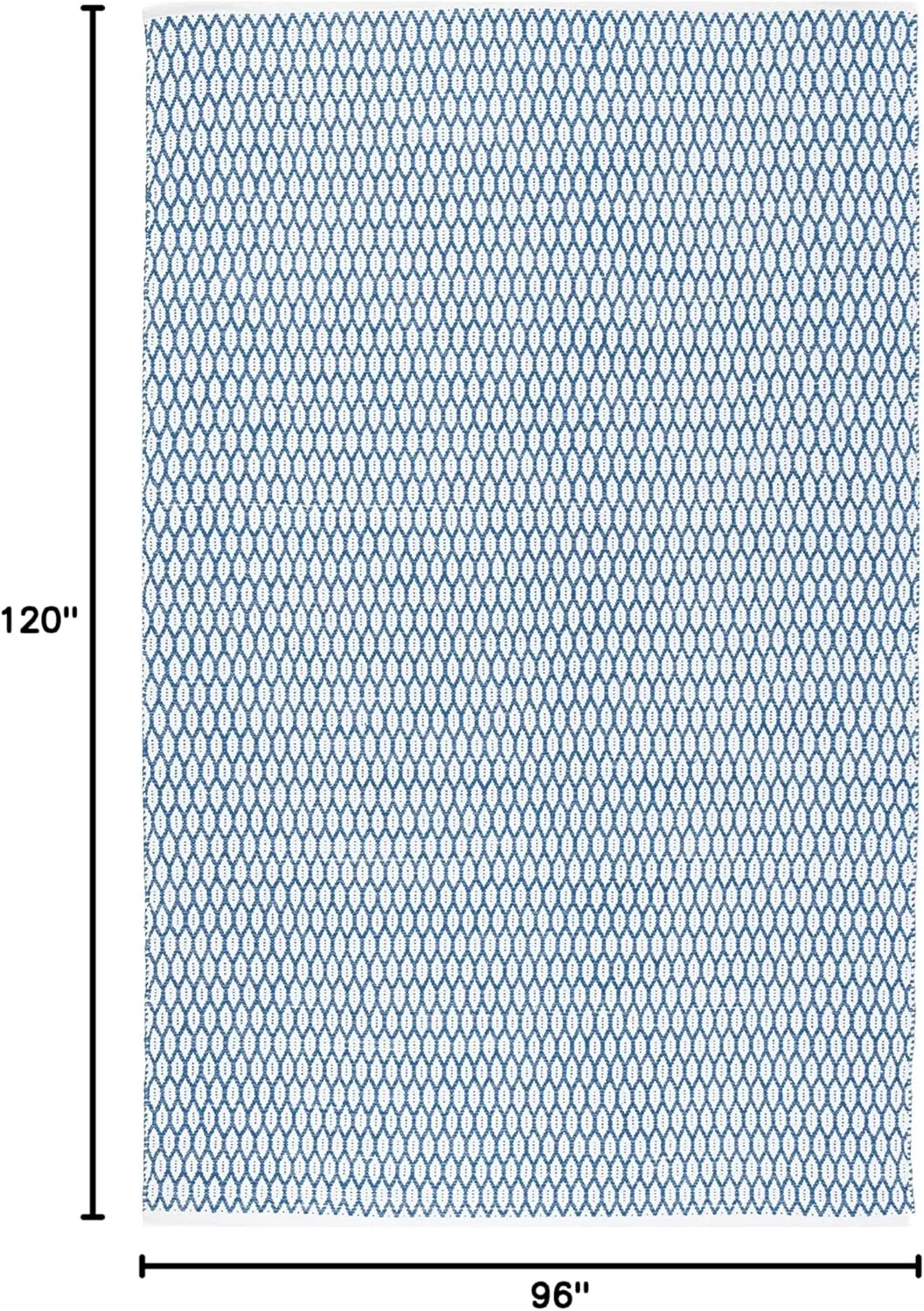 SAFAVIEH Area Rug 8x10 - Montauk Collection - Large - Blue & Ivory, Handmade Cotton, Ideal for Living Room, Bedroom, Office, Dining Space (MTK608B)
