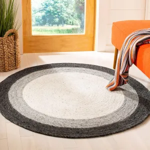 SAFAVIEH Braided Collection 4' Round Grey/Ivory BRD903A Handmade Country Cottage Reversible Wool Entryway Foyer Living Room Bedroom Kitchen Area Rug