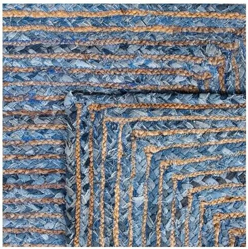 SAFAVIEH Cape Cod Collection Area Rug - 9' x 12', Blue & Natural, Handmade Boho Braided Jute & Cotton, Ideal for High Traffic Areas in Living Room, Bedroom (CAP202M)