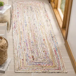 SAFAVIEH Cape Cod Collection Runner Rug - 2'3" x 6', Beige & Multi, Handmade Boho Braided Jute & Cotton, Ideal for High Traffic Areas in Living Room, Bedroom (CAP202B)