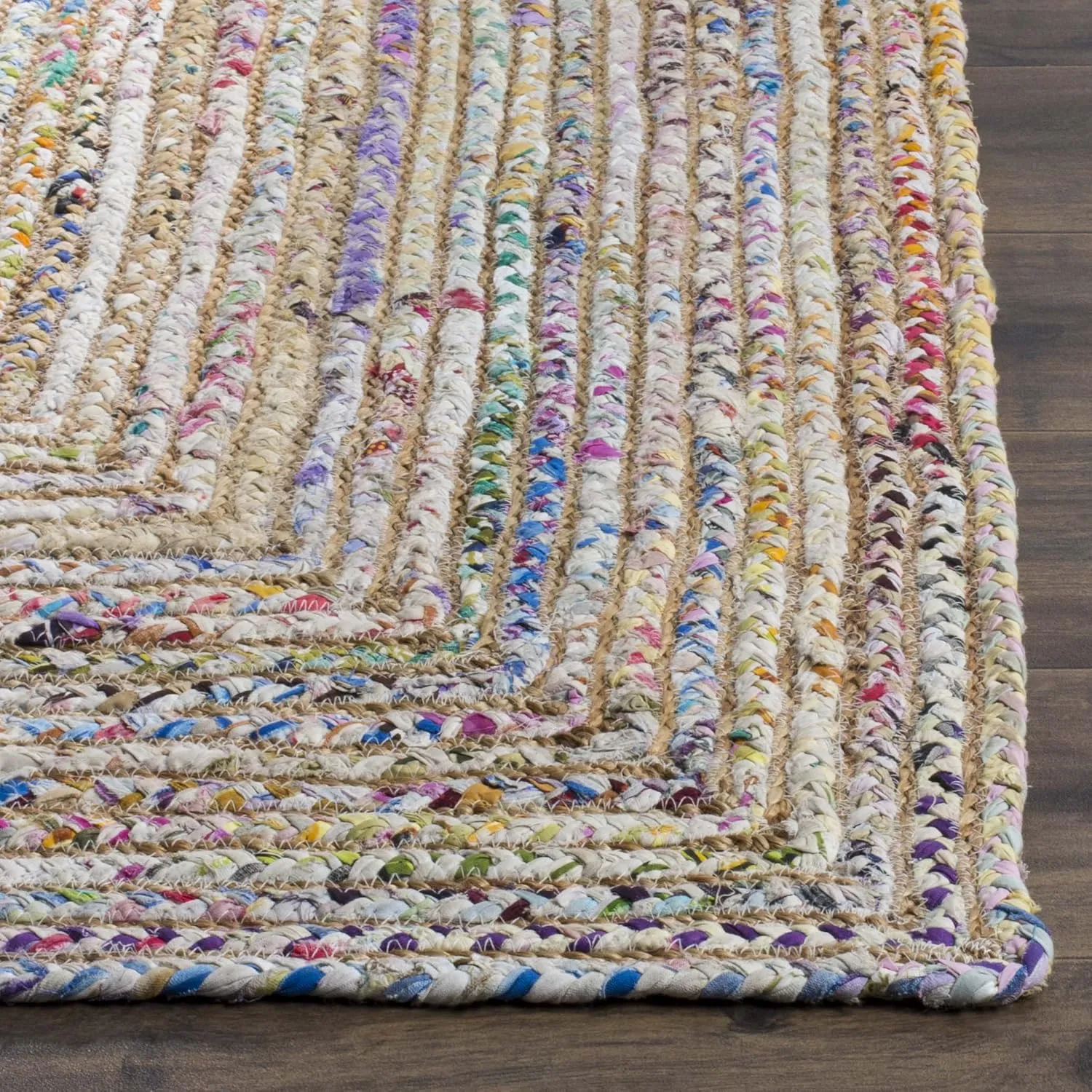 SAFAVIEH Cape Cod Collection Runner Rug - 2'3" x 6', Beige & Multi, Handmade Boho Braided Jute & Cotton, Ideal for High Traffic Areas in Living Room, Bedroom (CAP202B)