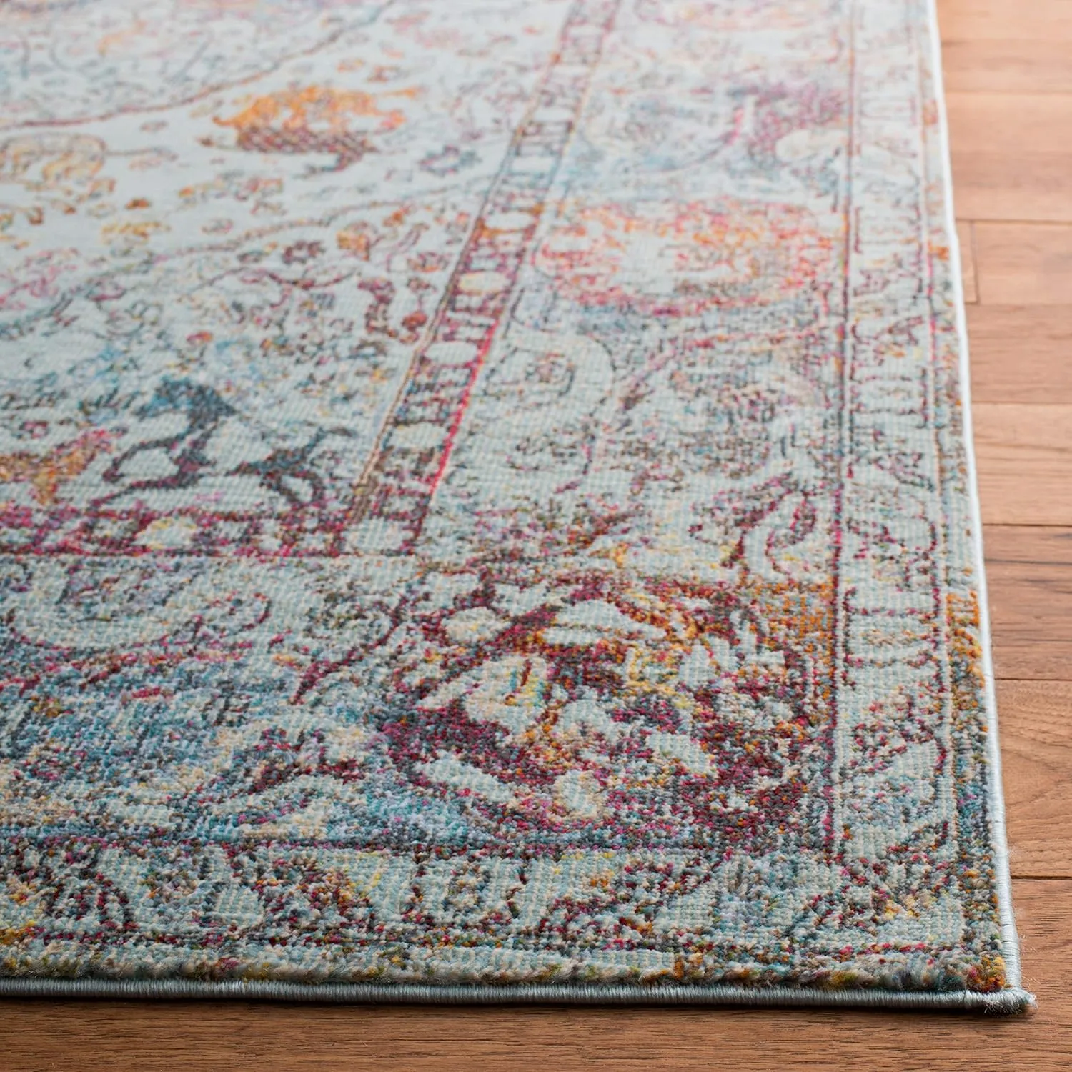 SAFAVIEH Luxor Collection Area Rug - 6'7" Square, Turquoise & Aqua, Handmade Boho Chic Oriental, Ideal for High Traffic Areas in Living Room, Bedroom (LUX330K)