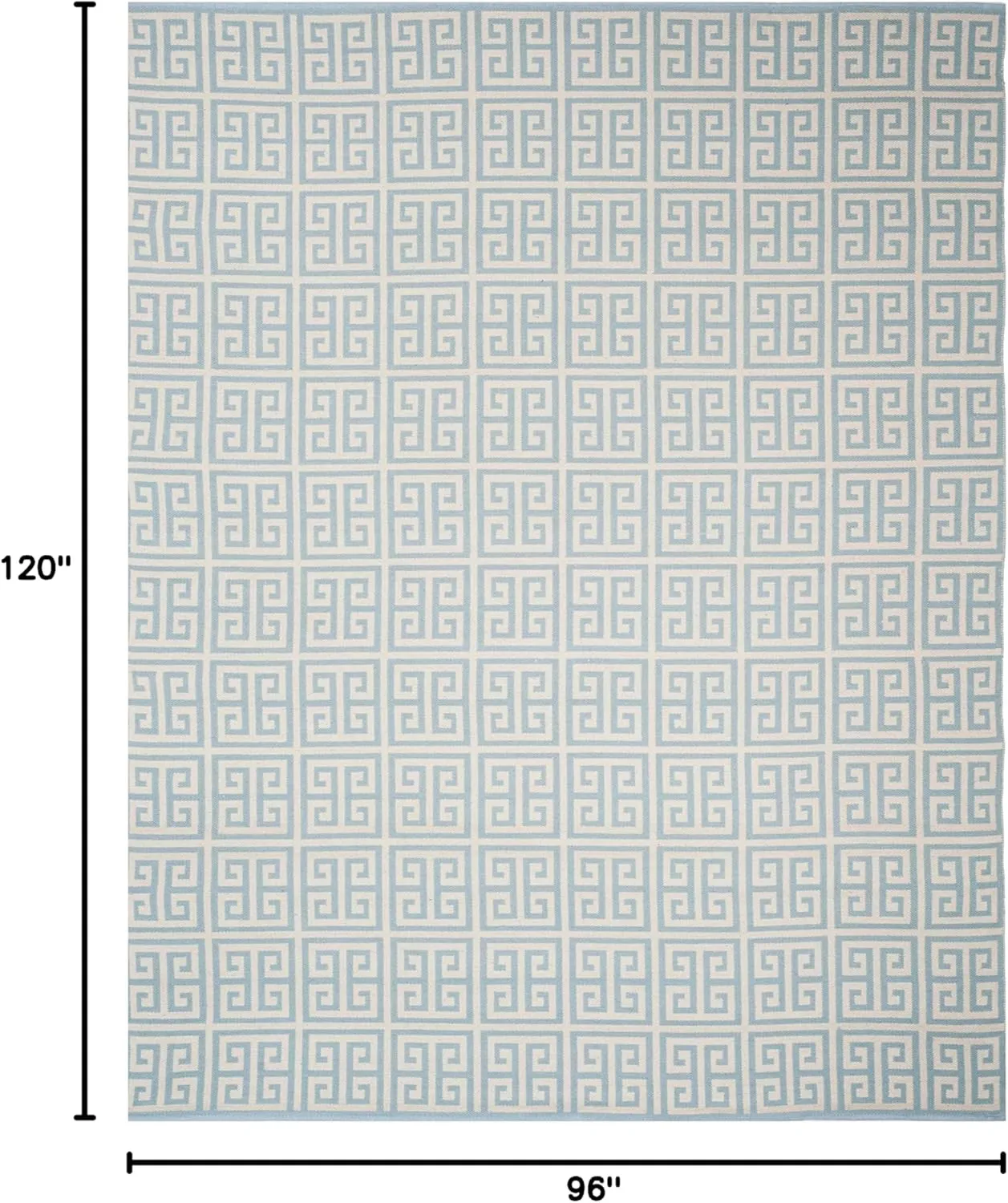 SAFAVIEH Montauk Collection Area Rug - 8' x 10', Light Blue & Ivory, Handmade Greek Key Cotton, Ideal for High Traffic Areas in Living Room, Bedroom (MTK724K)