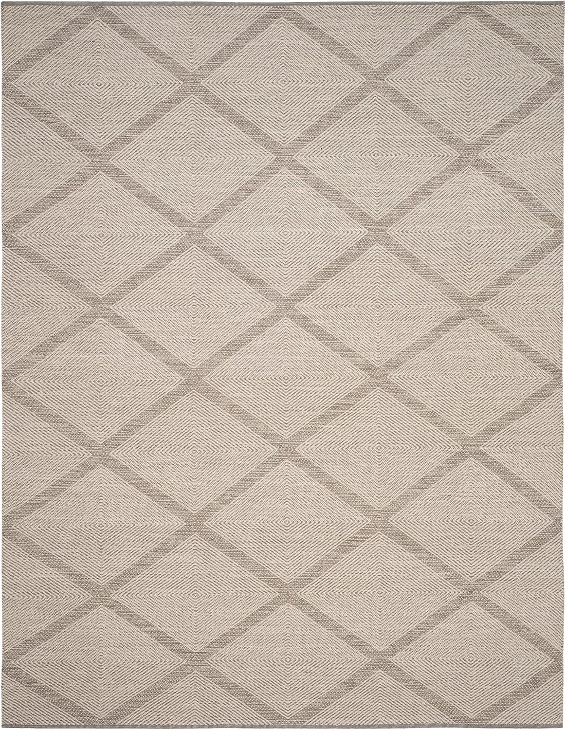 SAFAVIEH Montauk Collection Area Rug - 9' x 12', Grey, Handmade Cotton, Ideal for High Traffic Areas in Living Room, Bedroom (MTK821A)