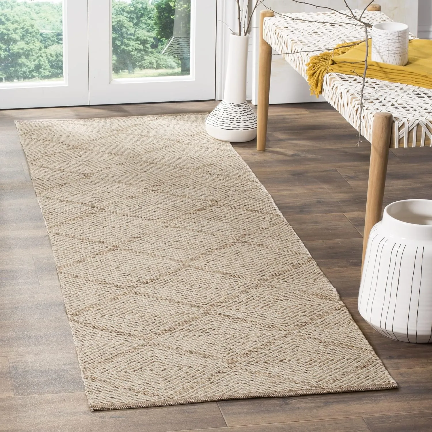 SAFAVIEH Montauk Collection Runner Rug - 2'3" x 13', Beige, Handmade Cotton, Ideal for High Traffic Areas in Living Room, Bedroom (MTK821E)