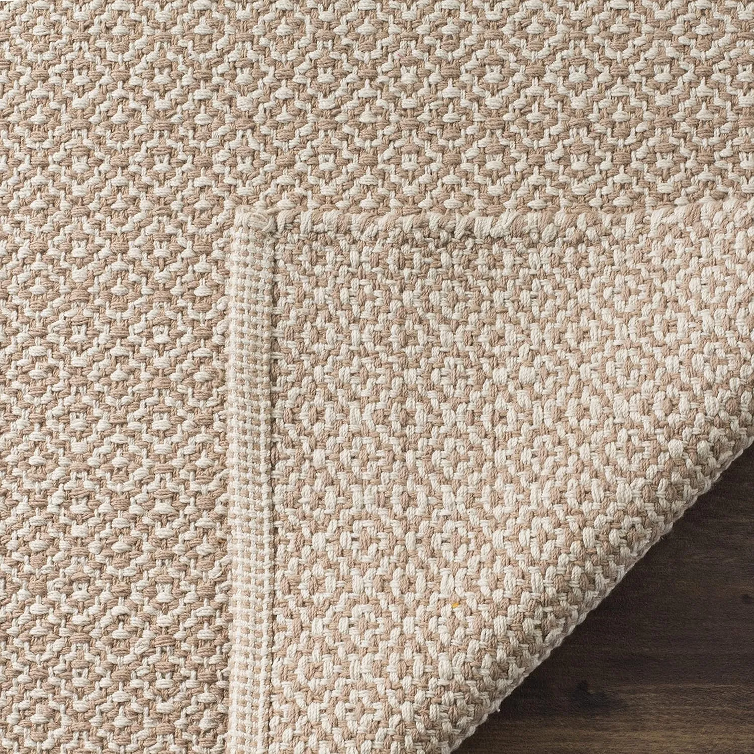 SAFAVIEH Montauk Collection Runner Rug - 2'3" x 7', Ivory & Beige, Handmade Cotton, Ideal for High Traffic Areas in Living Room, Bedroom (MTK717G)
