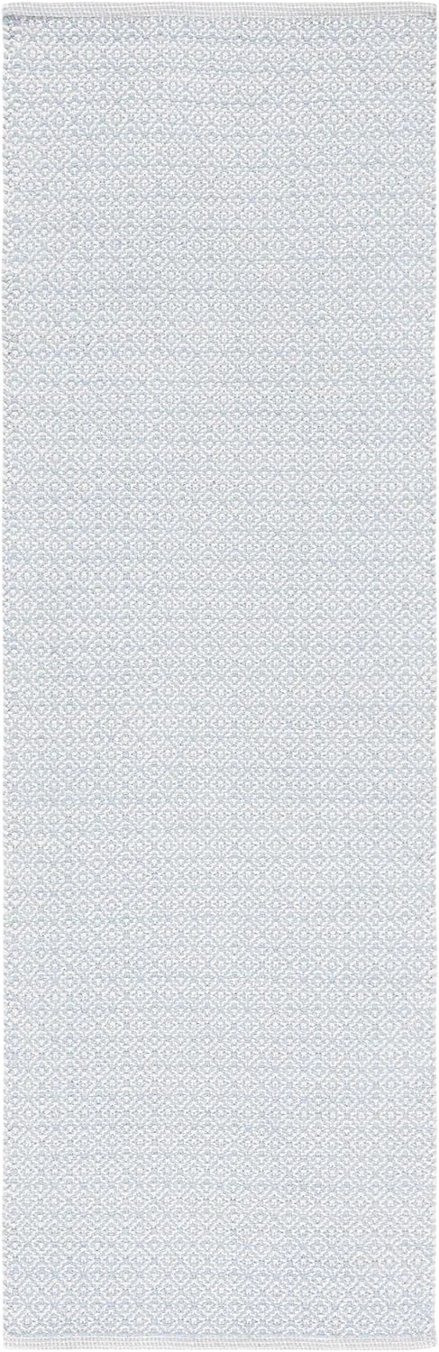 SAFAVIEH Montauk Collection Runner Rug - 2'3" x 7', Ivory & Light Blue, Handmade Cotton, Ideal for High Traffic Areas in Living Room, Bedroom (MTK717B)