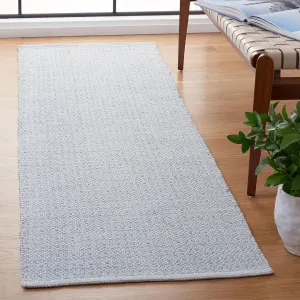 SAFAVIEH Montauk Collection Runner Rug - 2'3" x 7', Ivory & Light Blue, Handmade Cotton, Ideal for High Traffic Areas in Living Room, Bedroom (MTK717B)