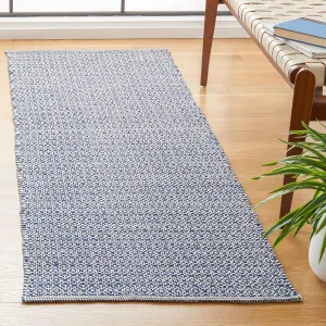 SAFAVIEH Montauk Collection Runner Rug - 2'3" x 7', Ivory & Navy, Handmade Cotton, Ideal for High Traffic Areas in Living Room, Bedroom (MTK717H)