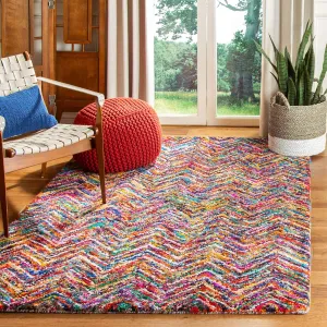 SAFAVIEH Nantucket Collection Accent Rug - 2'3" x 4', Multi, Handmade Boho Chevron Cotton, Ideal for High Traffic Areas in Entryway, Living Room, Bedroom (NAN311A)