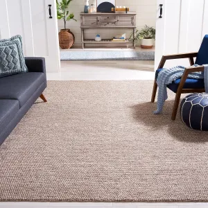 SAFAVIEH Natura Collection Area Rug - 9' x 12', Brown, Handmade Farmhouse Wool, Ideal for High Traffic Areas in Living Room, Bedroom (NAT620T)