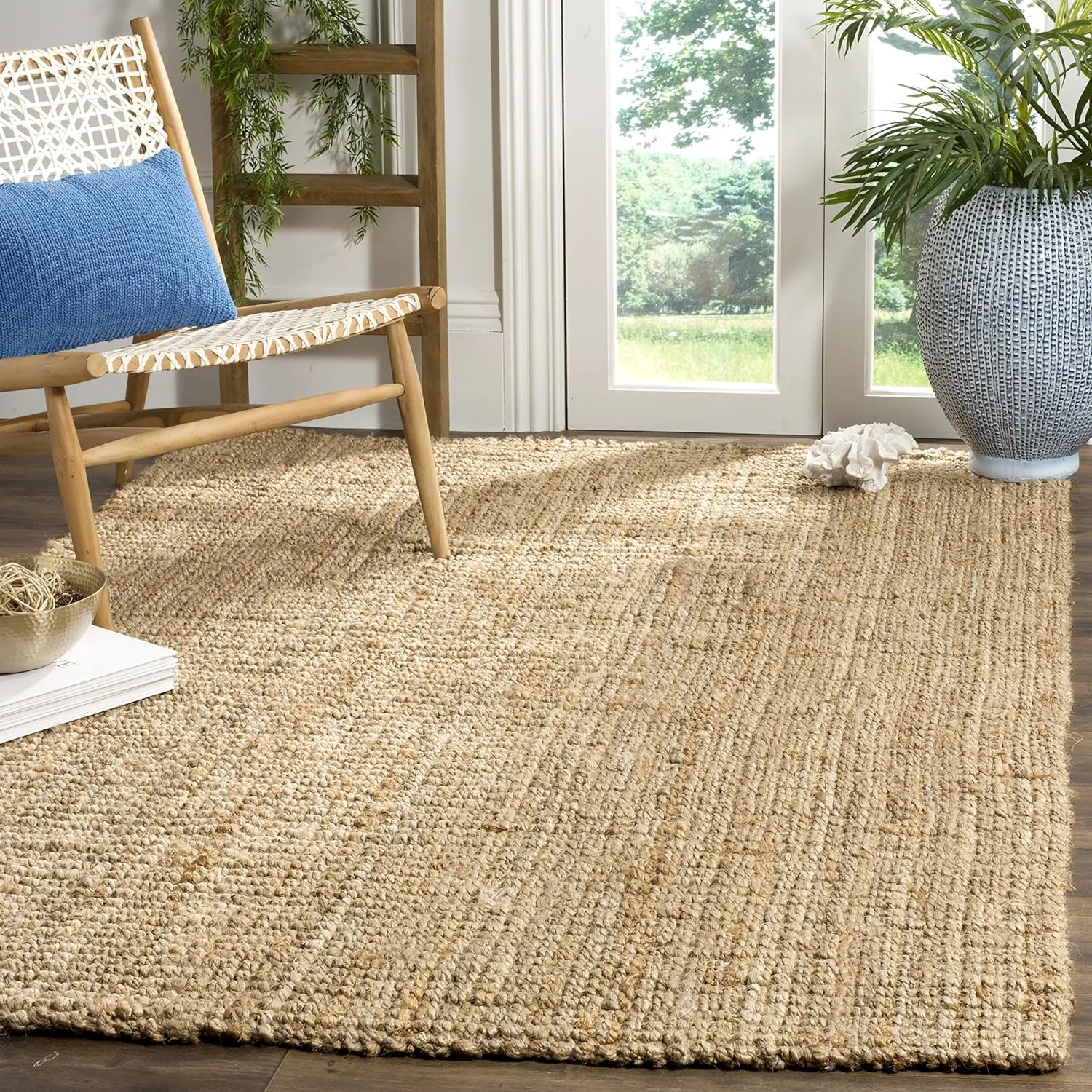 SAFAVIEH Natural Fiber Collection Area Rug - 5' x 8', Natural, Handmade Farmhouse Jute, Ideal for High Traffic Areas in Living Room, Bedroom (NF747A)