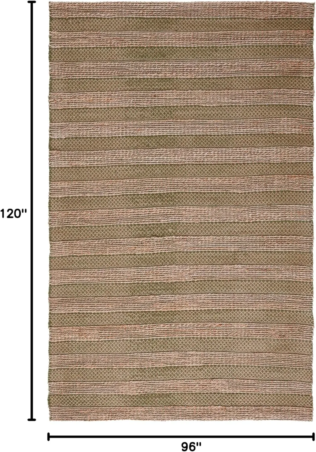 SAFAVIEH Natural Fiber Collection Area Rug - 8' x 10', Green & Natural, Handmade Boho Farmhouse Rustic Jute & Cotton Jute, Ideal for High Traffic Areas in Living Room, Bedroom (NFB654Y)