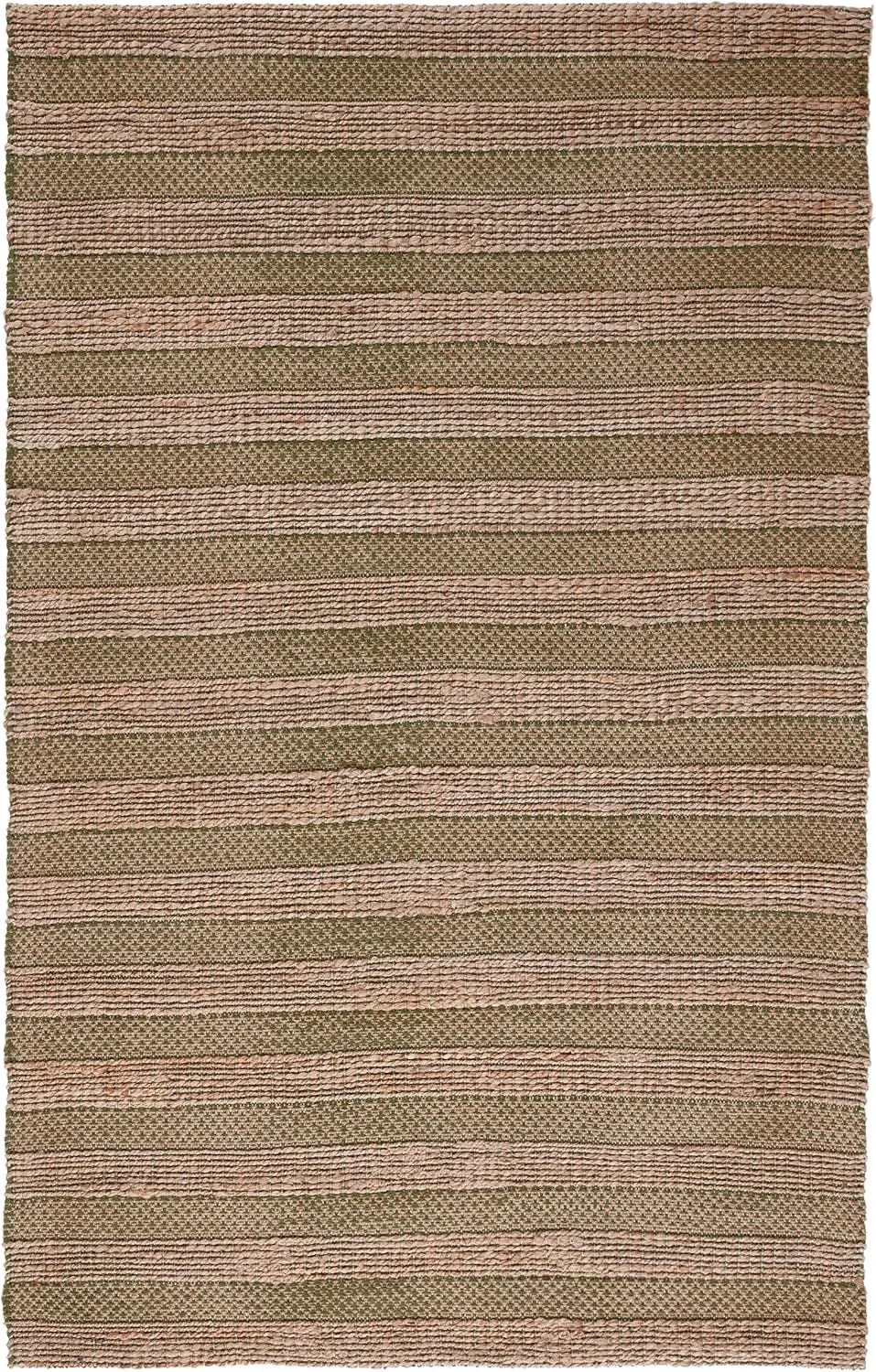SAFAVIEH Natural Fiber Collection Area Rug - 8' x 10', Green & Natural, Handmade Boho Farmhouse Rustic Jute & Cotton Jute, Ideal for High Traffic Areas in Living Room, Bedroom (NFB654Y)