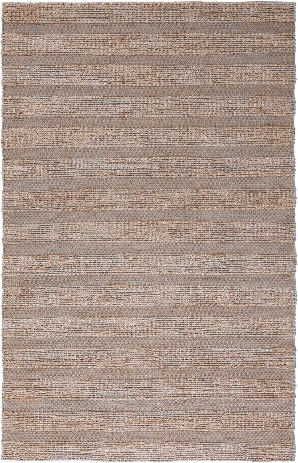 SAFAVIEH Natural Fiber Collection Area Rug - 8' x 10', Light Blue & Natural, Handmade Boho Farmhouse Rustic Jute & Cotton Jute, Ideal for High Traffic Areas in Living Room, Bedroom (NFB654M)