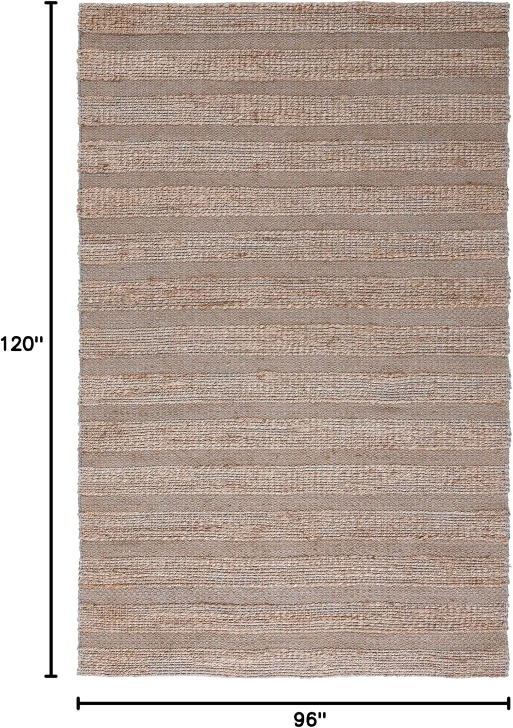 SAFAVIEH Natural Fiber Collection Area Rug - 8' x 10', Light Blue & Natural, Handmade Boho Farmhouse Rustic Jute & Cotton Jute, Ideal for High Traffic Areas in Living Room, Bedroom (NFB654M)