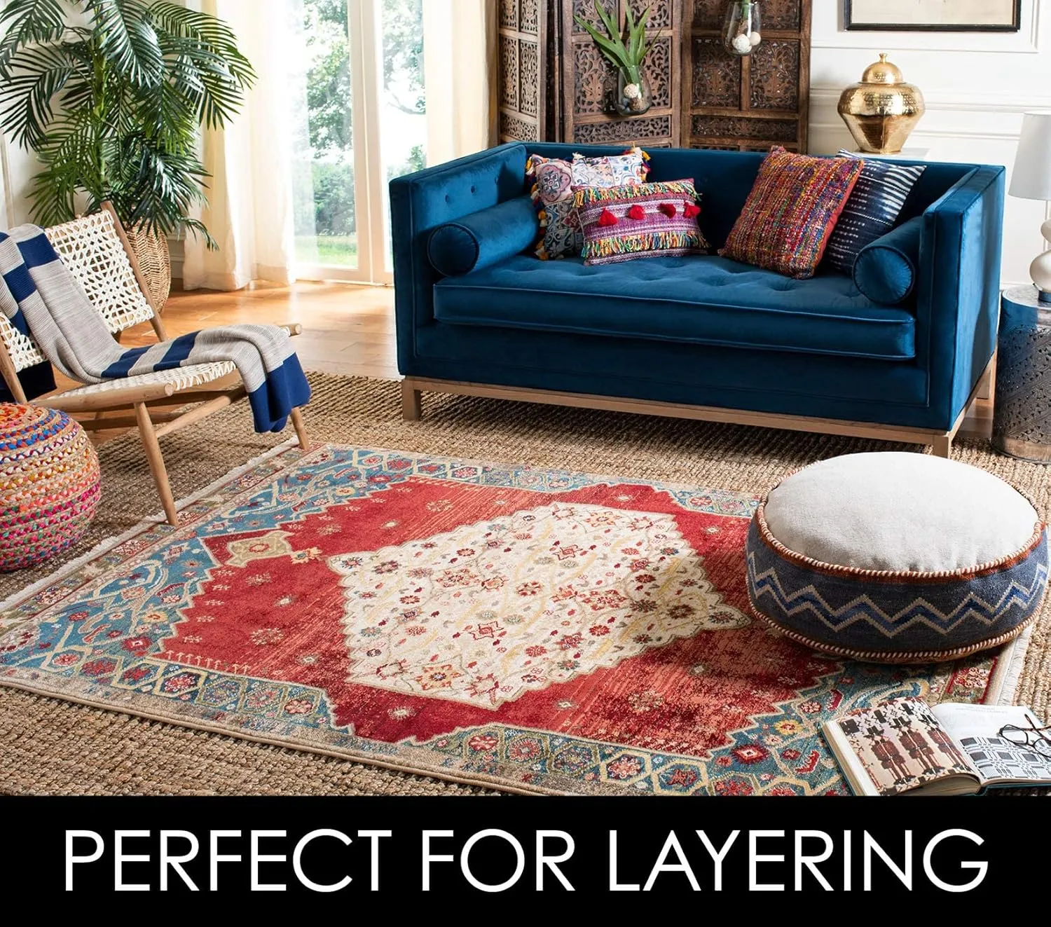 SAFAVIEH Natural Fiber Collection Area Rug - 8' x 10', Natural, Handmade Chunky Textured Jute 0.75-inch Thick, Ideal for High Traffic Areas in Living Room, Bedroom (NF447A)