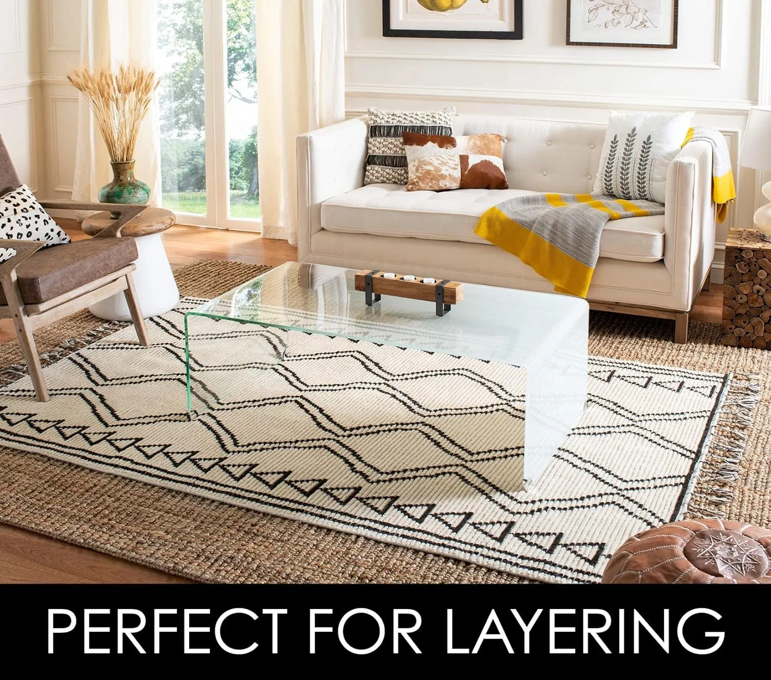SAFAVIEH Natural Fiber Collection Area Rug - 8' x 10', Natural, Handmade Chunky Textured Jute 0.75-inch Thick, Ideal for High Traffic Areas in Living Room, Bedroom (NF447A)