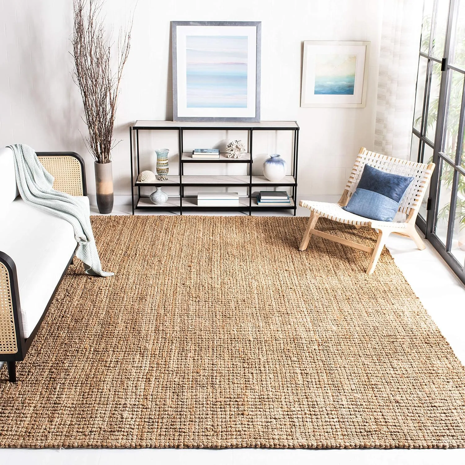 SAFAVIEH Natural Fiber Collection Area Rug - 8' x 10', Natural, Handmade Chunky Textured Jute 0.75-inch Thick, Ideal for High Traffic Areas in Living Room, Bedroom (NF447A)
