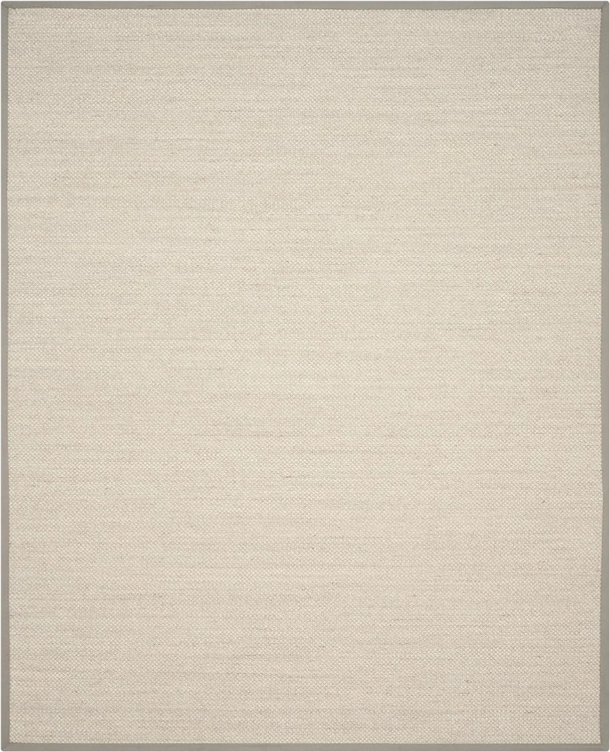 SAFAVIEH Natural Fiber Collection Area Rug - 9' x 12', Marble & Khaki, Border Sisal Design, Easy Care, Ideal for High Traffic Areas in Living Room, Bedroom (NF143E)
