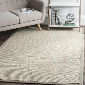 SAFAVIEH Natural Fiber Collection Area Rug - 9' x 12', Marble & Khaki, Border Sisal Design, Easy Care, Ideal for High Traffic Areas in Living Room, Bedroom (NF143E)
