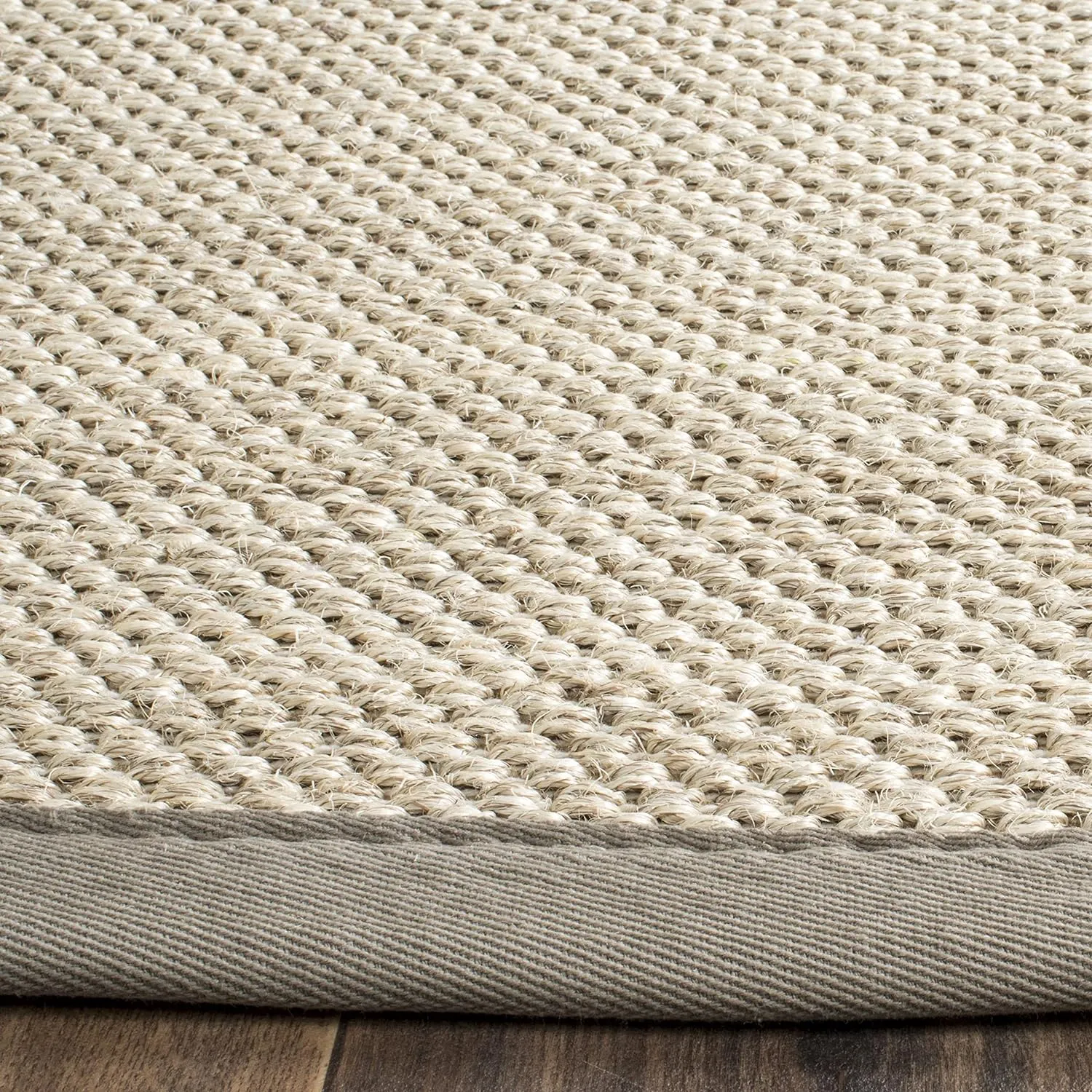 SAFAVIEH Natural Fiber Collection Area Rug - 9' x 12', Marble & Khaki, Border Sisal Design, Easy Care, Ideal for High Traffic Areas in Living Room, Bedroom (NF143E)