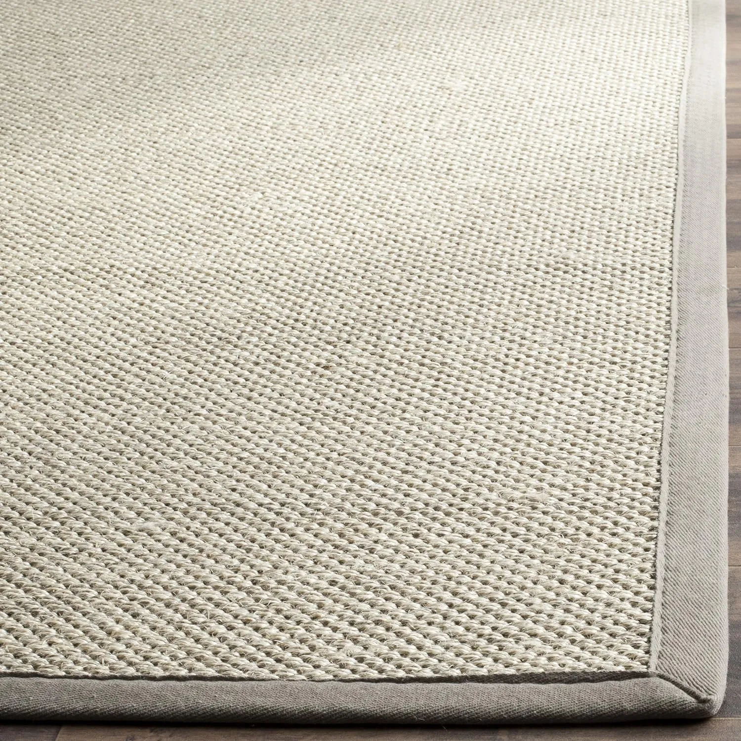 SAFAVIEH Natural Fiber Collection Area Rug - 9' x 12', Marble & Khaki, Border Sisal Design, Easy Care, Ideal for High Traffic Areas in Living Room, Bedroom (NF143E)