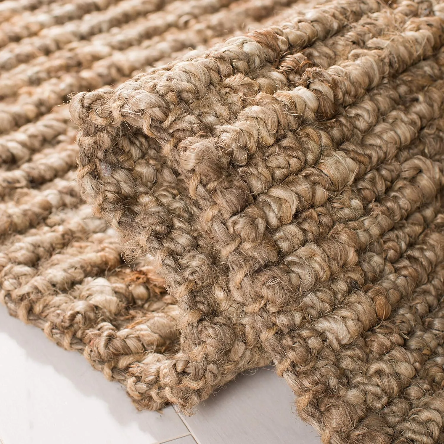 SAFAVIEH Natural Fiber Collection Runner Rug - 2'6" x 6', Natural & Grey, Handmade Chunky Textured Jute 0.75-inch Thick, Ideal for High Traffic Areas in Living Room, Bedroom (NF447M)