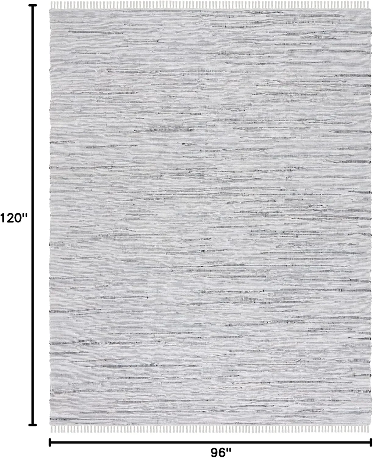 SAFAVIEH Rag Rug Collection Area Rug - 8' x 10', Grey, Handmade Boho Stripe Cotton, Ideal for High Traffic Areas in Living Room, Bedroom (RAR121A)