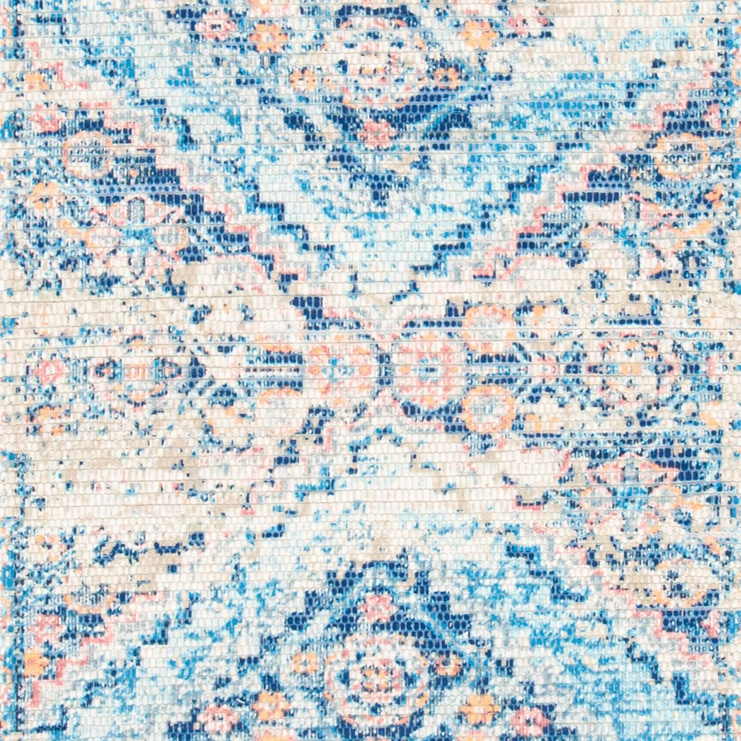 SAFAVIEH Saffron Collection Area Rug - 6' x 9', Blue & Turquoise, Handmade Boho Chic Distressed Cotton, Ideal for High Traffic Areas in Living Room, Bedroom (SFN577A)