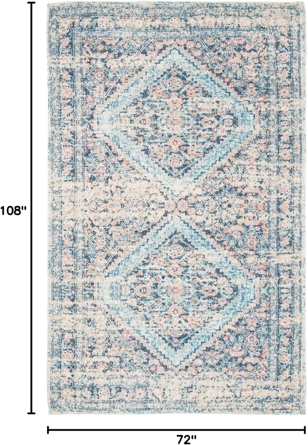 SAFAVIEH Saffron Collection Area Rug - 6' x 9', Blue & Turquoise, Handmade Boho Chic Distressed Cotton, Ideal for High Traffic Areas in Living Room, Bedroom (SFN577A)