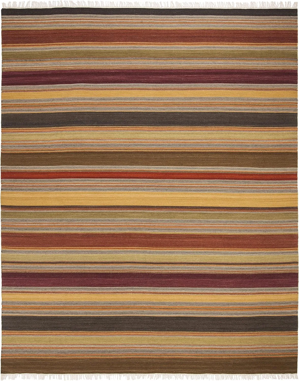 SAFAVIEH Striped Kilim Collection 2'3" x 10' Gold STK315A Handmade Flatweave Wool Runner Rug