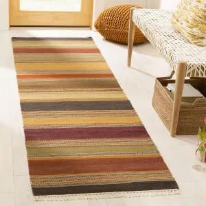 SAFAVIEH Striped Kilim Collection 2'3" x 10' Gold STK315A Handmade Flatweave Wool Runner Rug