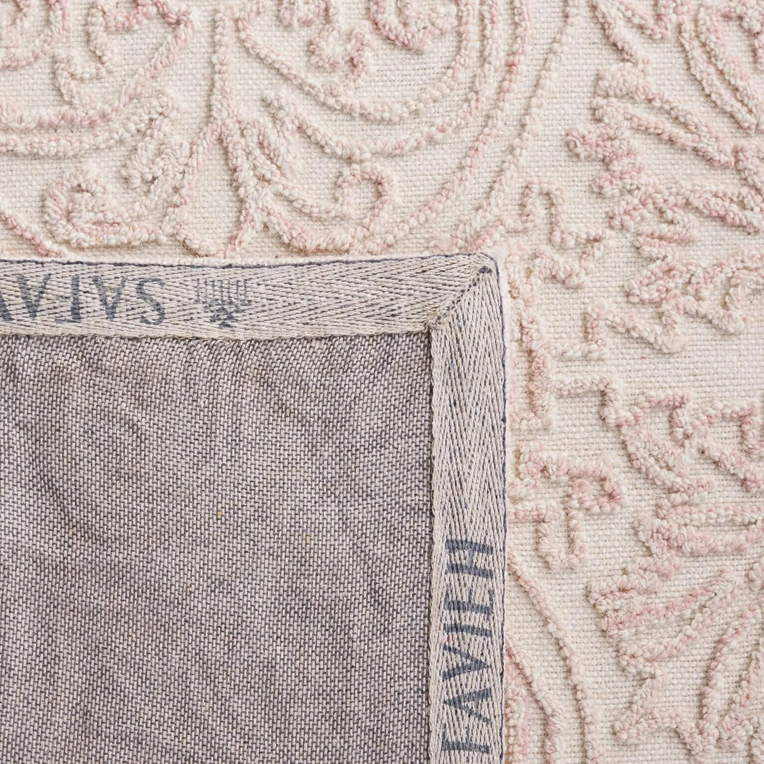 SAFAVIEH Trace Collection Runner Rug - 2'3" x 8', Ivory & Pink, Handmade Wool, Ideal for High Traffic Areas in Living Room, Bedroom (TRC101U)