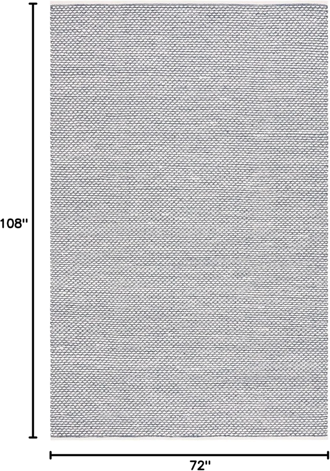 SAFAVIEH Vermont Collection Area Rug - 6' x 9', Navy, Handmade Wool & Cotton, Ideal for High Traffic Areas in Living Room, Bedroom (VRM650N)