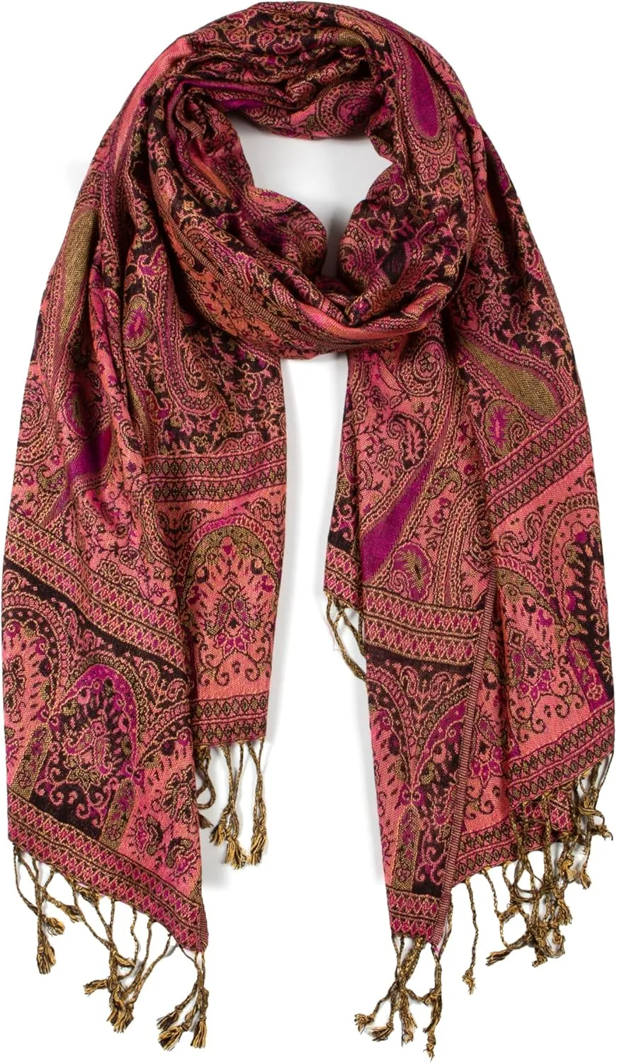 Sakkas Kalin Long Wide Paisley Design Woven Pashmina Shawl Scarf Wrap Stole