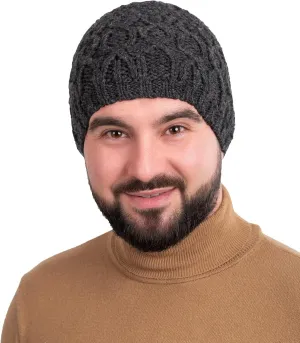 SAOL 100% Merino Wool - Irish Cable Knit Winter Hat for Men's