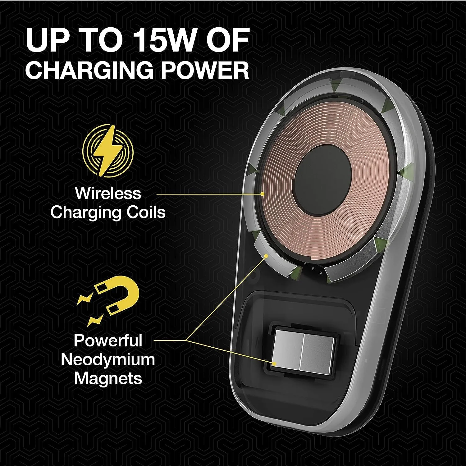 Scosche MPQ5AMPSPC Pro Charge5 15W MagSafe Car Mount Charger, Magnetic Wireless Charging Cell Phone Holder With AMPS Mounting Plate for Scosche/ProClip Vehicle Specific Mount Bases (Base not Included)