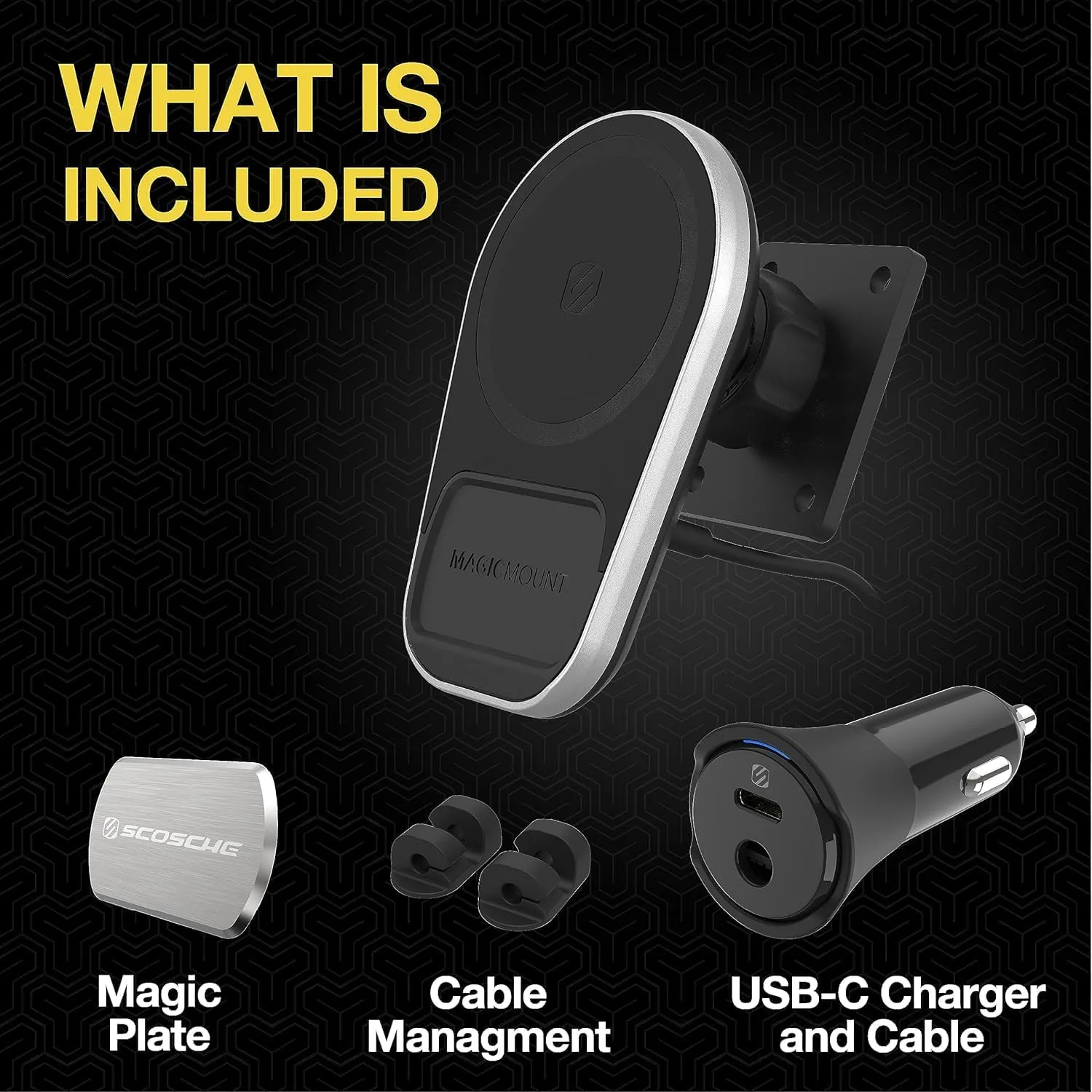 Scosche MPQ5AMPSPC Pro Charge5 15W MagSafe Car Mount Charger, Magnetic Wireless Charging Cell Phone Holder With AMPS Mounting Plate for Scosche/ProClip Vehicle Specific Mount Bases (Base not Included)