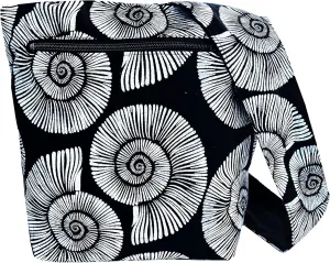 Sea Shell Crossbody Bag - Fully Lined with Front Zippered Pocket - Hippie Hobo Snail Shoulder Purse - Black and White - Medium