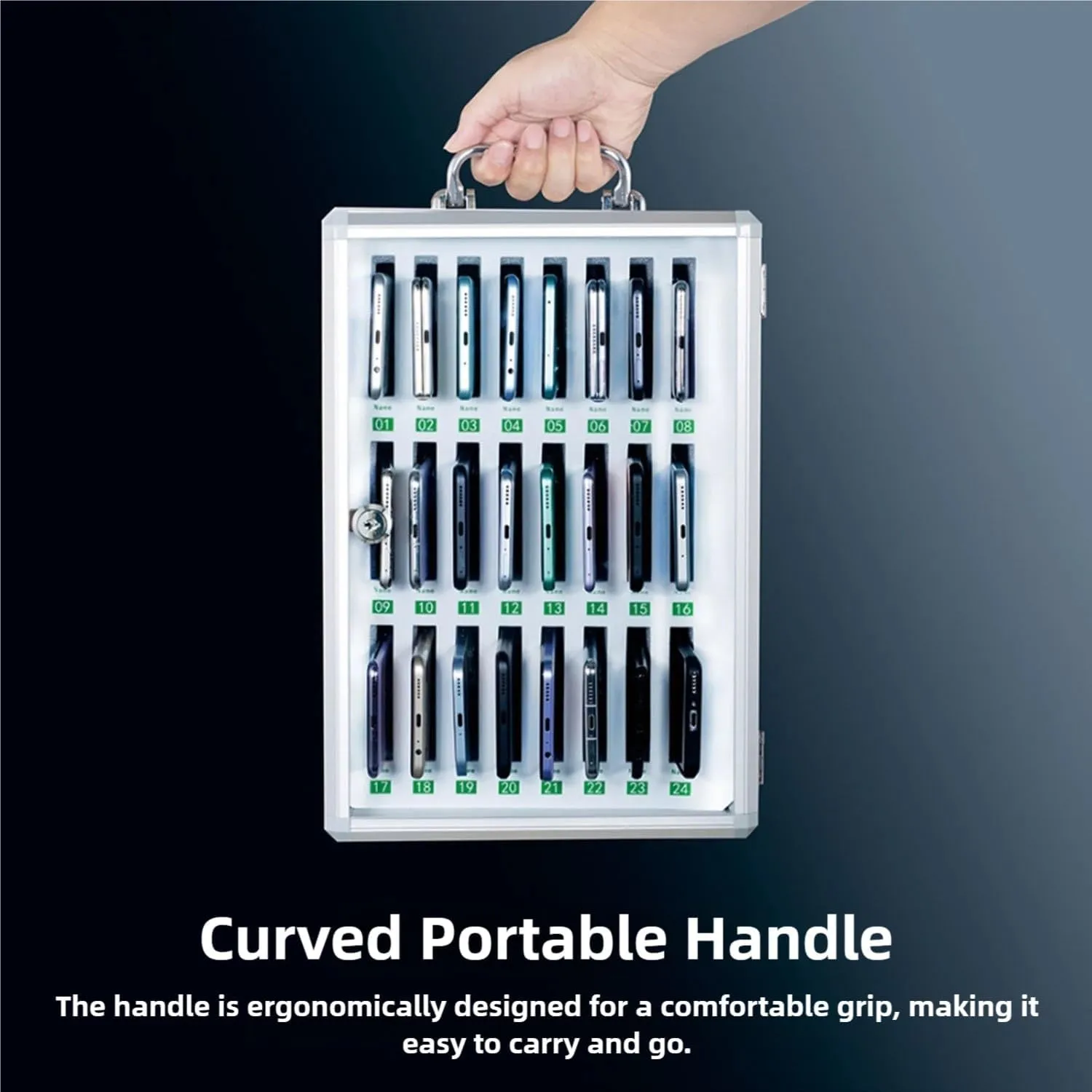 Secure Phone Storage Cabinet with Transparent Door, ABS Corners, Numbered Slots, Lockable Mobile Phone Holder for Offices Schools Events(60 bits)