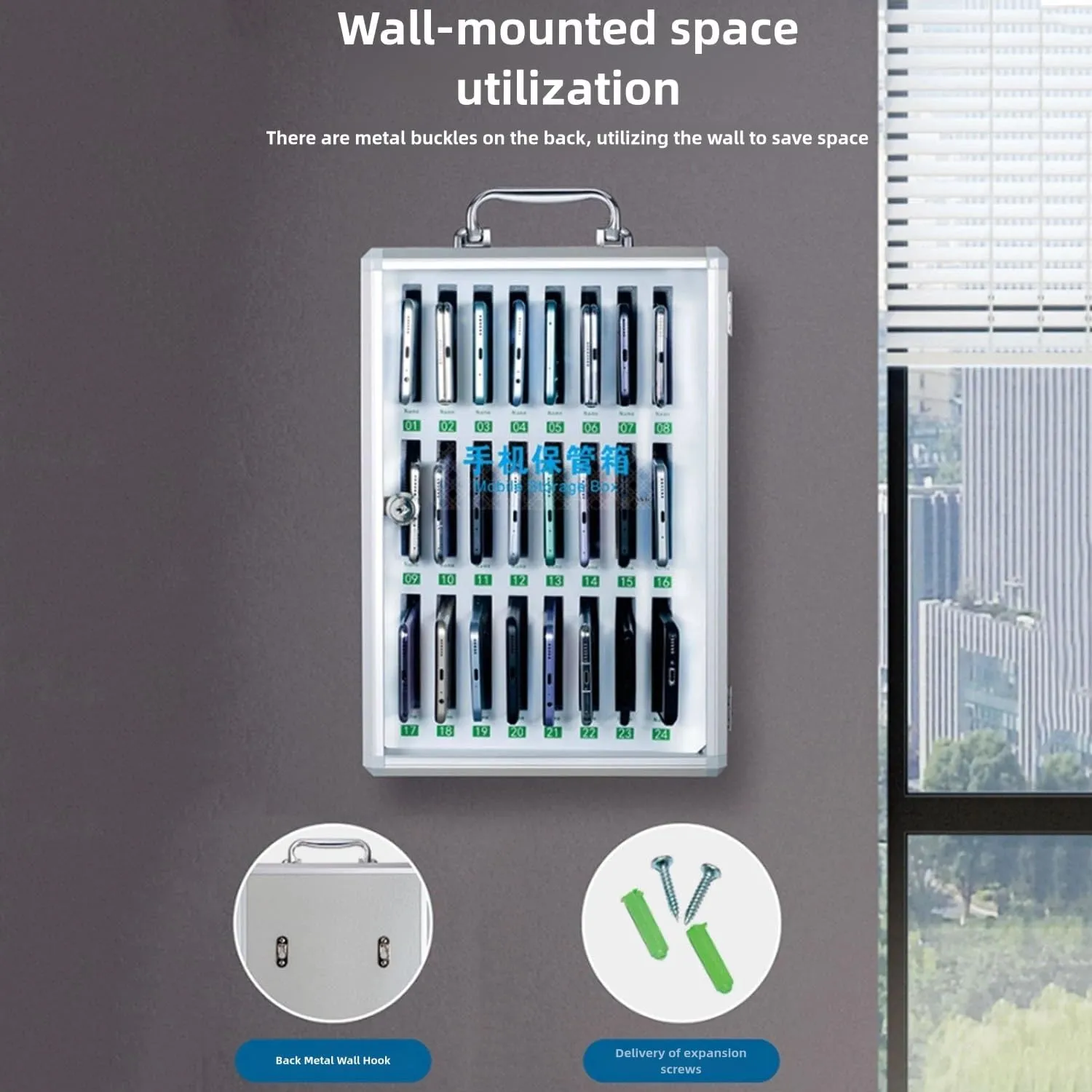 Secure Phone Storage Cabinet with Transparent Door, ABS Corners, Numbered Slots, Lockable Mobile Phone Holder for Offices Schools Events(60 bits)