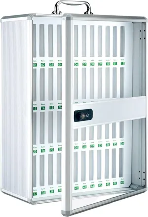 Secure Phone Storage Cabinet with Transparent Door, ABS Corners, Numbered Slots, Lockable Mobile Phone Holder for Offices Schools Events(60 bits)